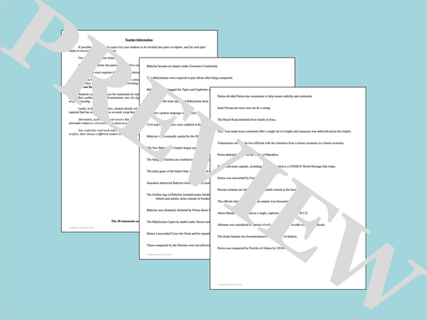 Babylonian Empire and Persian Empire Activity True False Fix Review Game