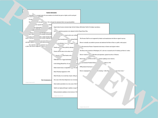 The Great Depression Activity True False Fix Review Game