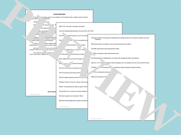 The New Deal Activity True False Fix Review Game