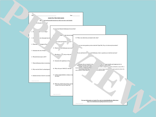 Ancient Troy Activity Video Guide Analysis