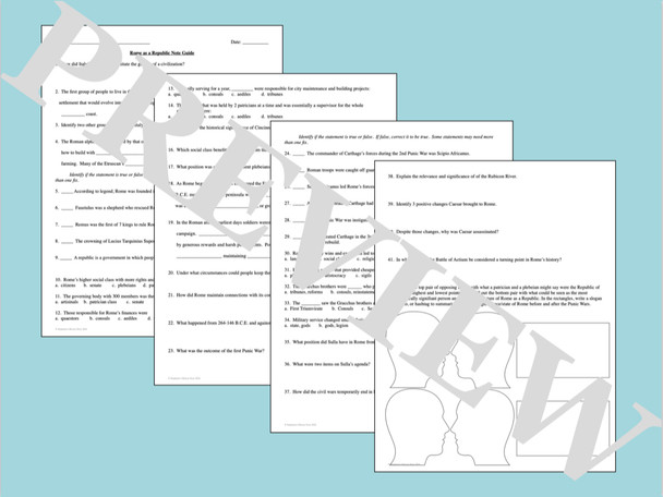 Rome as a Republic PowerPoint and Stations with Note Guide and Activities