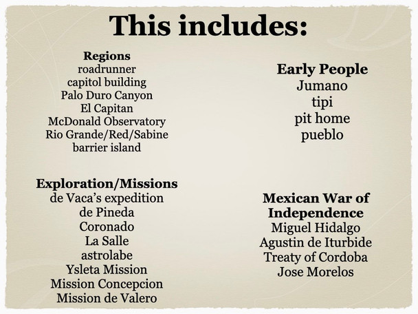 Texas History Cumulative Review Game Regions of Texas to the Republic of Texas