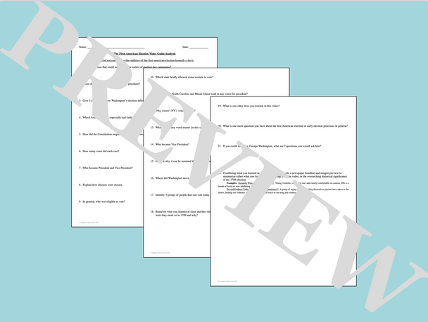 The Election of 1789 Activity Video Guide Analysis