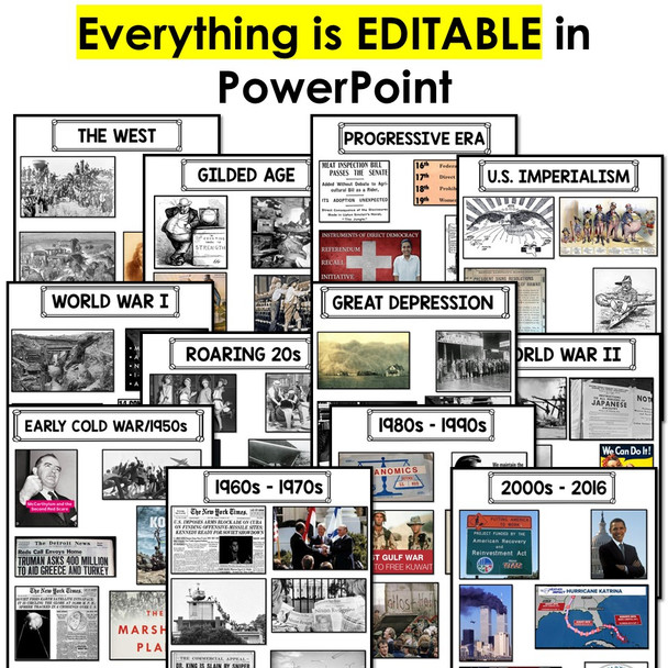 US History EOC Review Activity Eras Picture Sort STAAR 11th Test Prep Hands-On