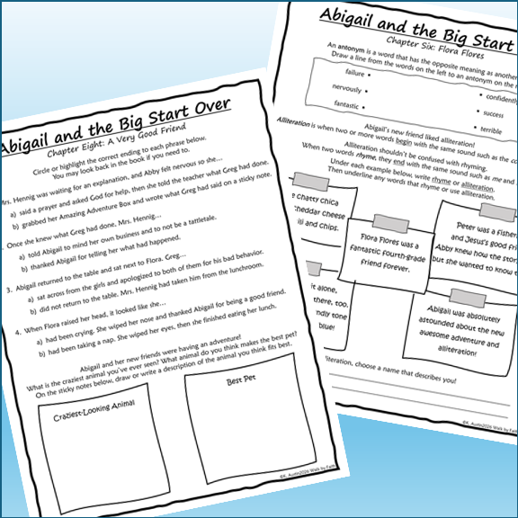 Abigail and the Big Start Over Novel Study