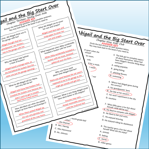 Abigail and the Big Start Over Novel Study