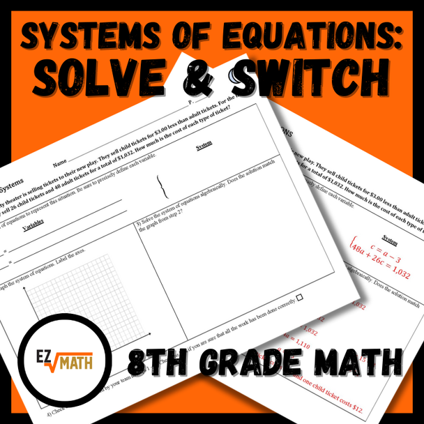 Solve & Switch: Systems of Equations Word Problem Round Robin Group Activity