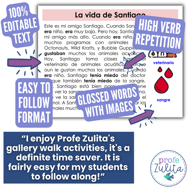 10 Spanish Imperfect Readings - Cuando era niño Gallery Walk Activity