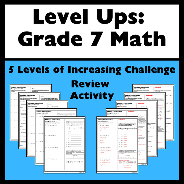 Level Ups: Adding and Subtracting Integers Practice Activity | 7th Grade Math
