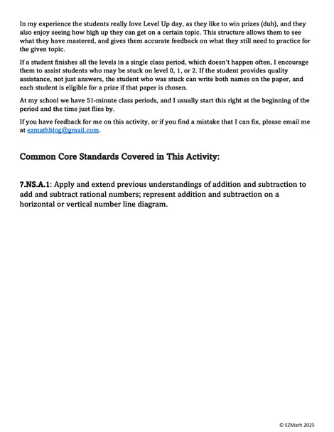 Level Ups: Adding and Subtracting Integers Practice Activity | 7th Grade Math