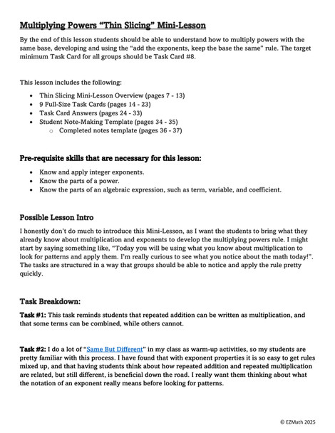 Multiplying Powers BTC Thin Slicing Mini-Lesson | 8th Grade Math Lesson