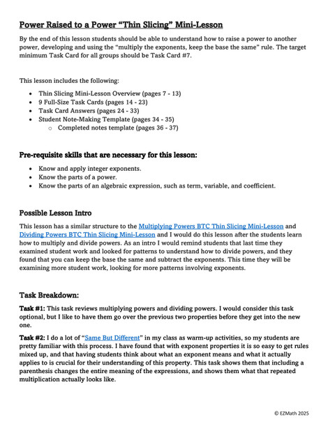 Power to a Power BTC Thin Slicing Mini-Lesson | 8th Grade Math Lesson