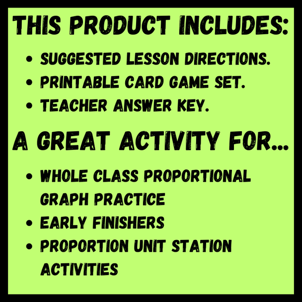 Proportional Graphs Concentration Card Match Game | 7th Grade Math Activity