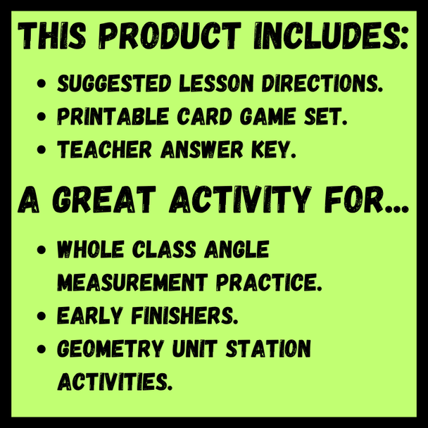 Finding Unknown Angles Concentration Card Match Game | 7th Grade Math Activity