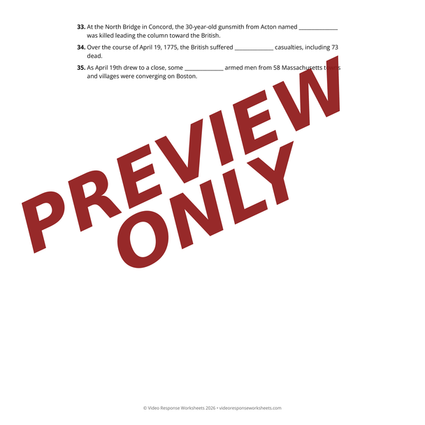 Ken Burns The American Revolution Ep 1: In Order to Be Free - Worksheet & Key