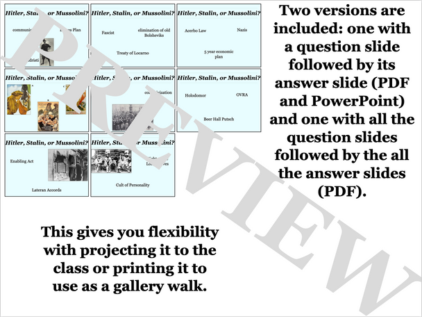 Europe Between the Wars Review Game Rise of Totalitarian Leaders Activity