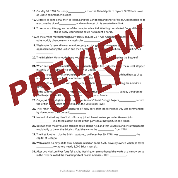 Ken Burns The American Revolution Ep 5: The Soul of All America - Worksheet & Key