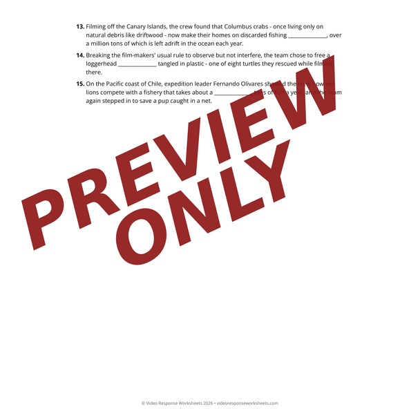 Planet Earth III Ocean Episode 2 Worksheet & Answer Key - BBC Documentary