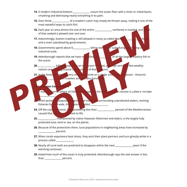 Ocean with David Attenborough (2025) Worksheet & Answer Key Movie Guide