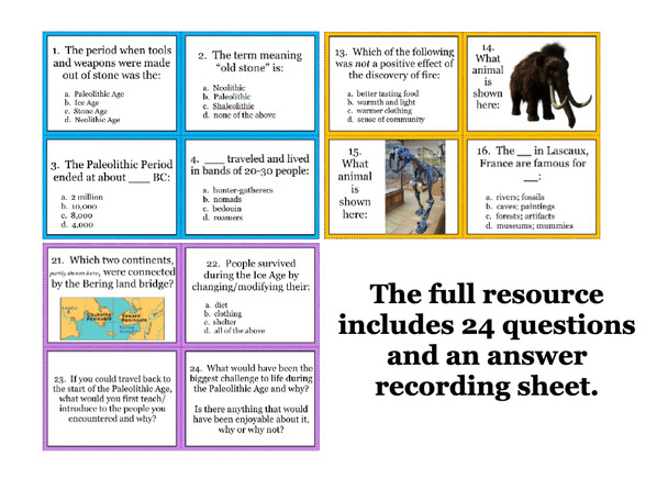 Paleolithic Age and Neolithic Period Activities Bundle