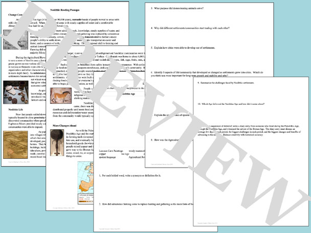 Paleolithic Age and Neolithic Period Activities Bundle
