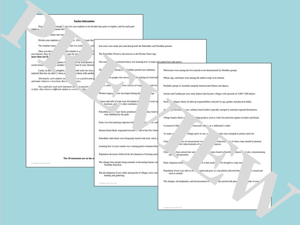 Paleolithic Age and Neolithic Period Activities Bundle
