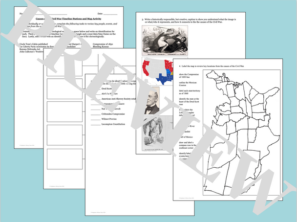 Causes of the Civil War Timeline Map Image Analysis Stations Activity