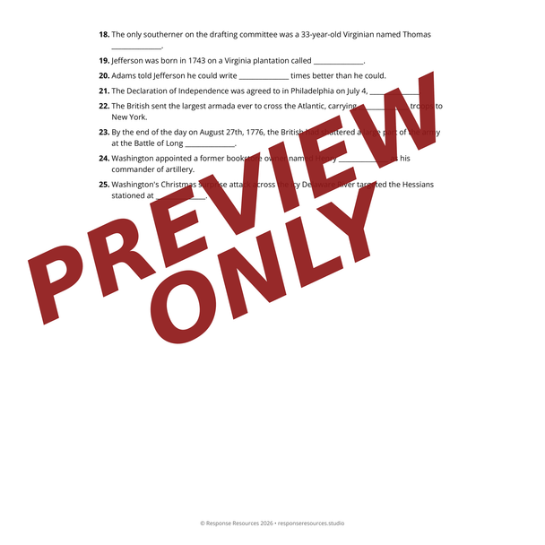 American Experiment Ep 2: Declaration of Independence - Worksheet & Key