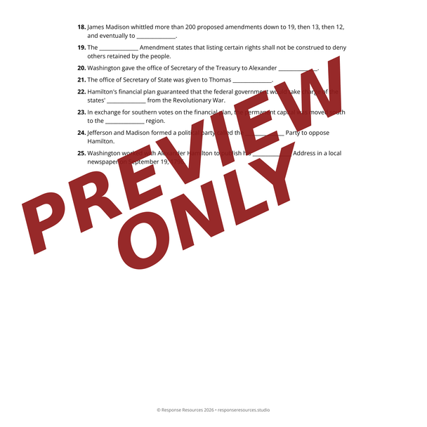 American Experiment Ep 5: Washington's Warning - Worksheet & Key