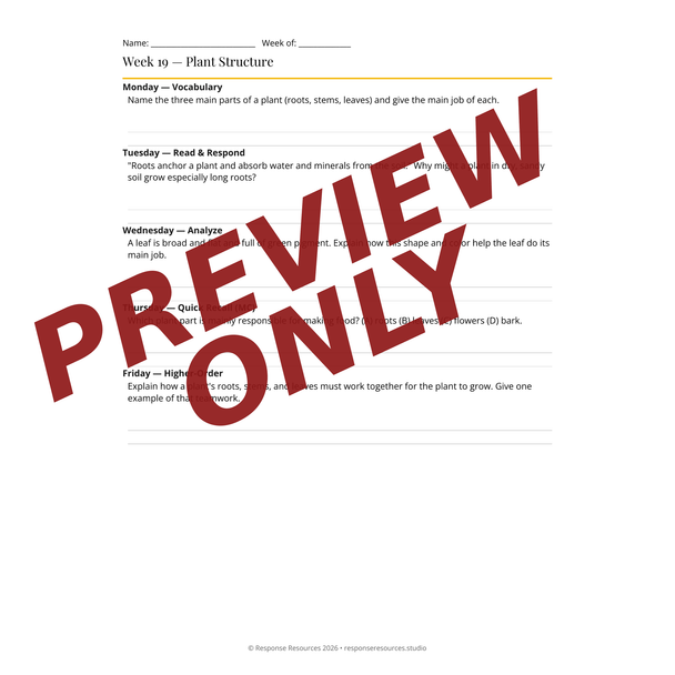 Life Science Bell Ringers Unit 3 - 45 Daily Warm-Ups (Grades 6-8)