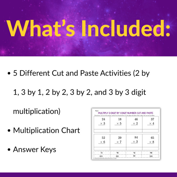 Leveled Multi-Digit Multiplication Cut and Paste Activities | 3rd 4th 5th Grade