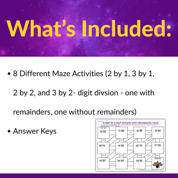 Leveled Long Division Mazes for 4th/ 5th Grade with & without Remainders