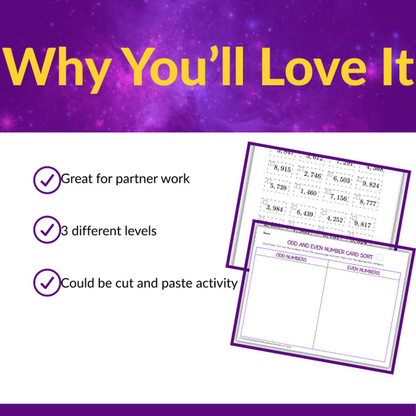 Leveled Odd and Even Number Card Sort Activities | Math Center for Second Grade