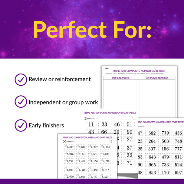 Prime & Composite Numbers Card Sort | Differentiated Math Activity | Grades 4–6