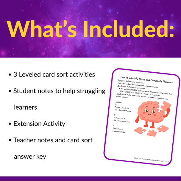 Prime & Composite Numbers Card Sort | Differentiated Math Activity | Grades 4–6