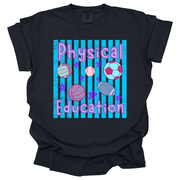 Trendy Preppy Stripes Physical Education - PE Teacher T-Shirt - Comfort Colors