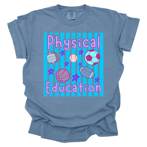 Trendy Preppy Stripes Physical Education - PE Teacher T-Shirt - Comfort Colors