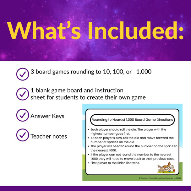 Rounding Board Games to 10, 100, 1000 for 2nd and 3rd Grade Math Practice