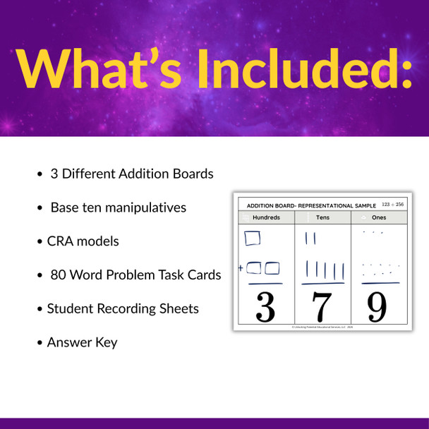Multi-Digit Addition without Regrouping Word Problem Task Cards - Grades 2 and 3
