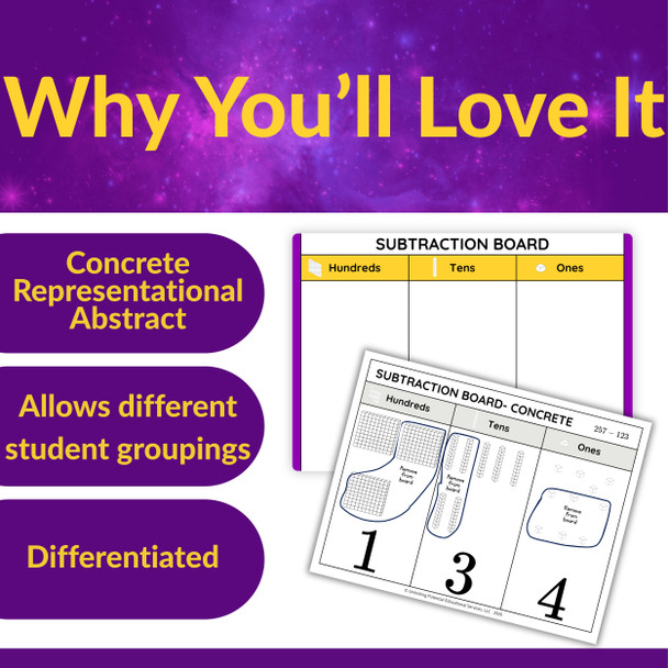 Multi-Digit Subtraction Task Cards - 2nd and 3rd Grade - CRA Friendly