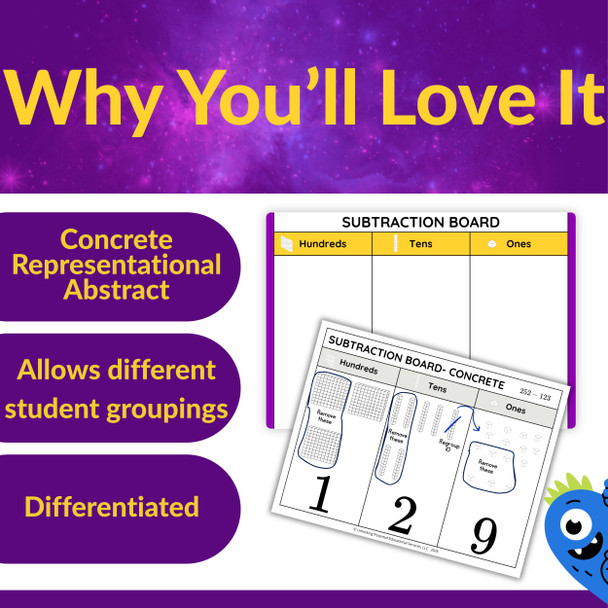 Multi-Digit Regrouping Subtraction Task Cards - 2nd and 3rd Grade - CRA Friendly