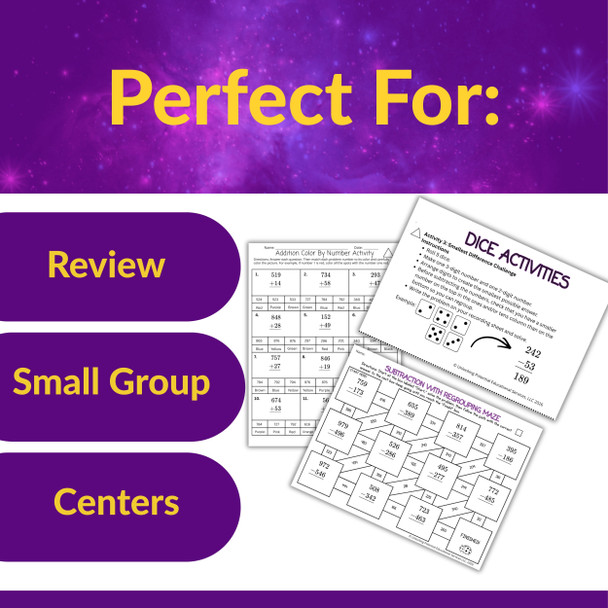 Multi-Digit Addition and Subtraction Activities Bundle for 2nd and 3rd Grade