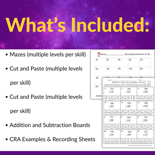 Multi-Digit Addition and Subtraction Activities Bundle for 2nd and 3rd Grade