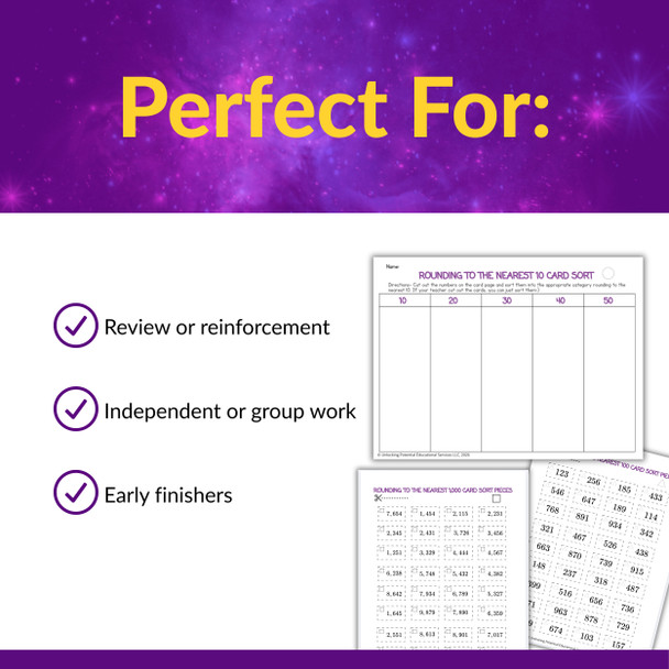 Rounding Card Sort for 2nd & 3rd Grade | Round to Nearest 10, 100, 1,000
