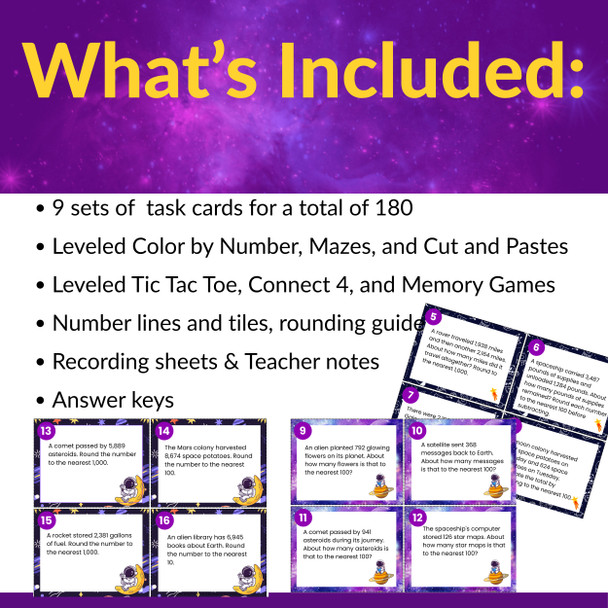 Differentiated Rounding Activities, Games, & Task Card Bundle for Grades 2 and 3