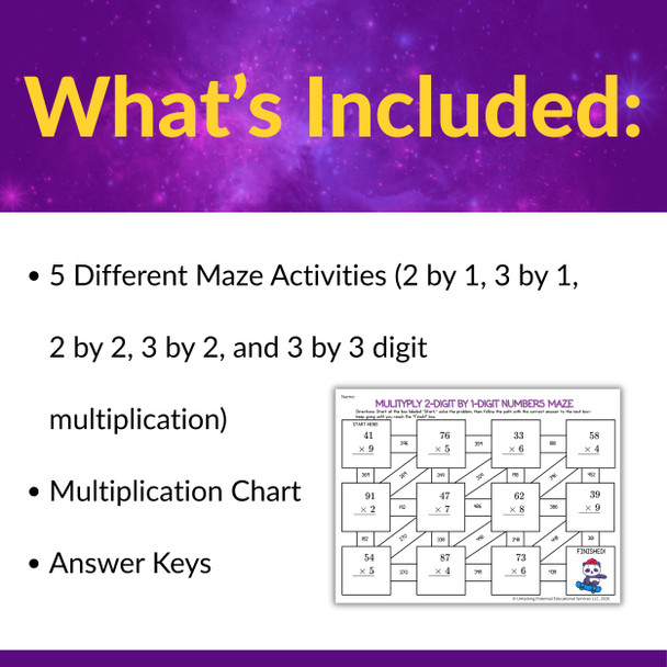 Multi-Digit Multiplication Maze Activities for 3rd 4th 5th Grade