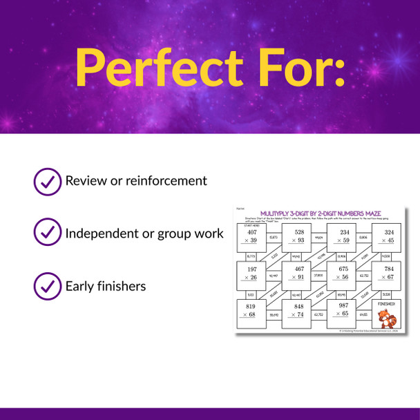 Multi-Digit Multiplication Maze Activities for 3rd 4th 5th Grade