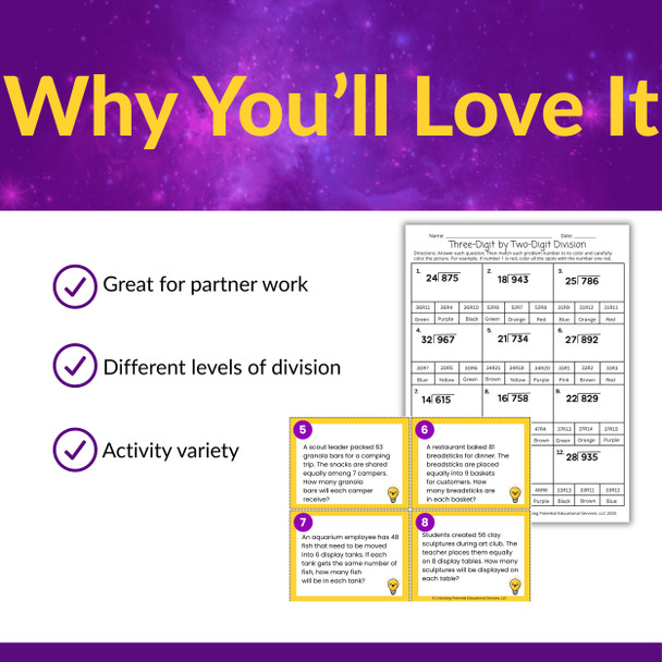Leveled Long Division Activities Bundle With and Without | Grades 4 and 5