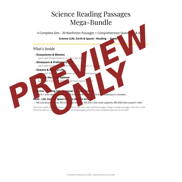 Science Reading Passages Bundle - 4 Sets, 20 Nonfiction Texts + Questions & Keys