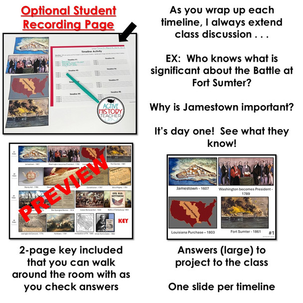 1st Day of School Activity US History Timeline Activity Class Introduction 8th